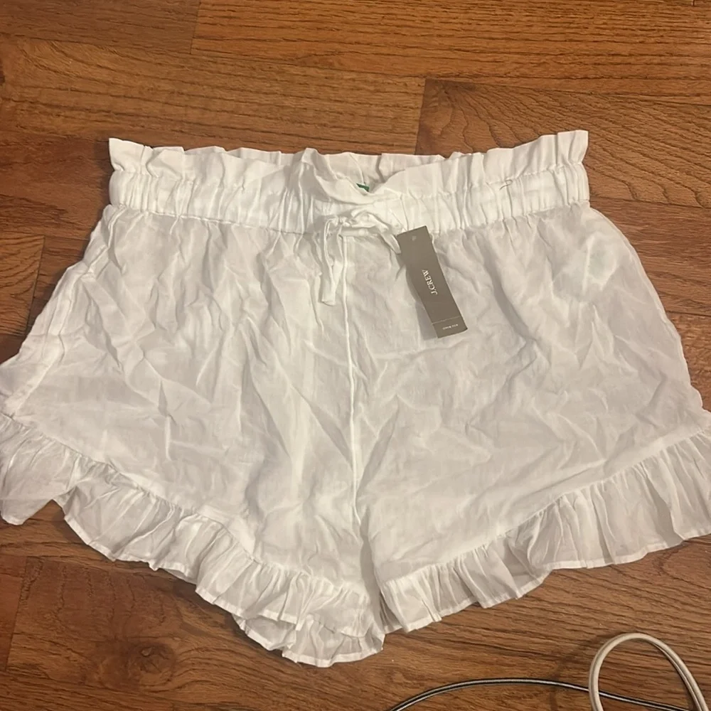 Jcrew Cotton voile beach ruffle short in white size small